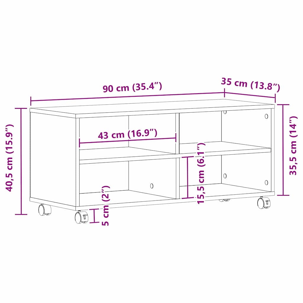 TV-Schränk Braun 90 x 35 x 40,5 cm Holzwerkstoff