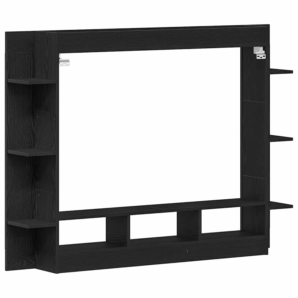 TV-Schränk Schwarz Eichen-Optik 152 x 22 x 113 cm Holzwerkstoff
