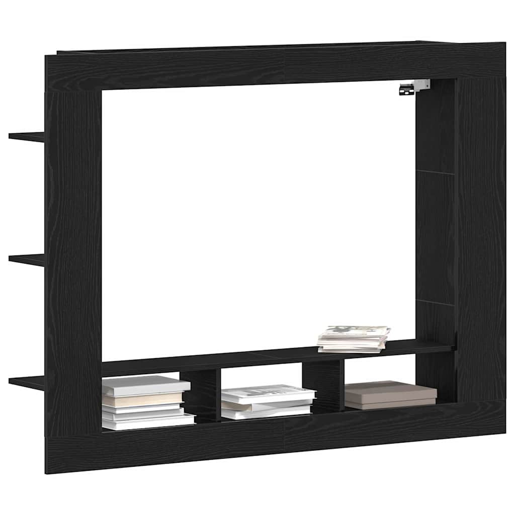 TV-Schränk Schwarz Eichen-Optik 152 x 22 x 113 cm Holzwerkstoff