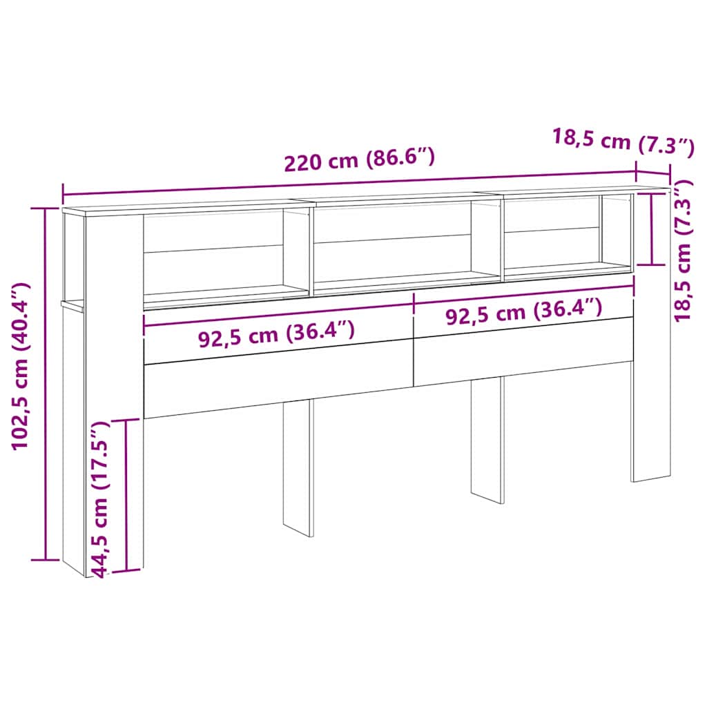Kopfteil Schrank mit Regal Artisan-Eiche 220 x 18,5 x 102,5 cm