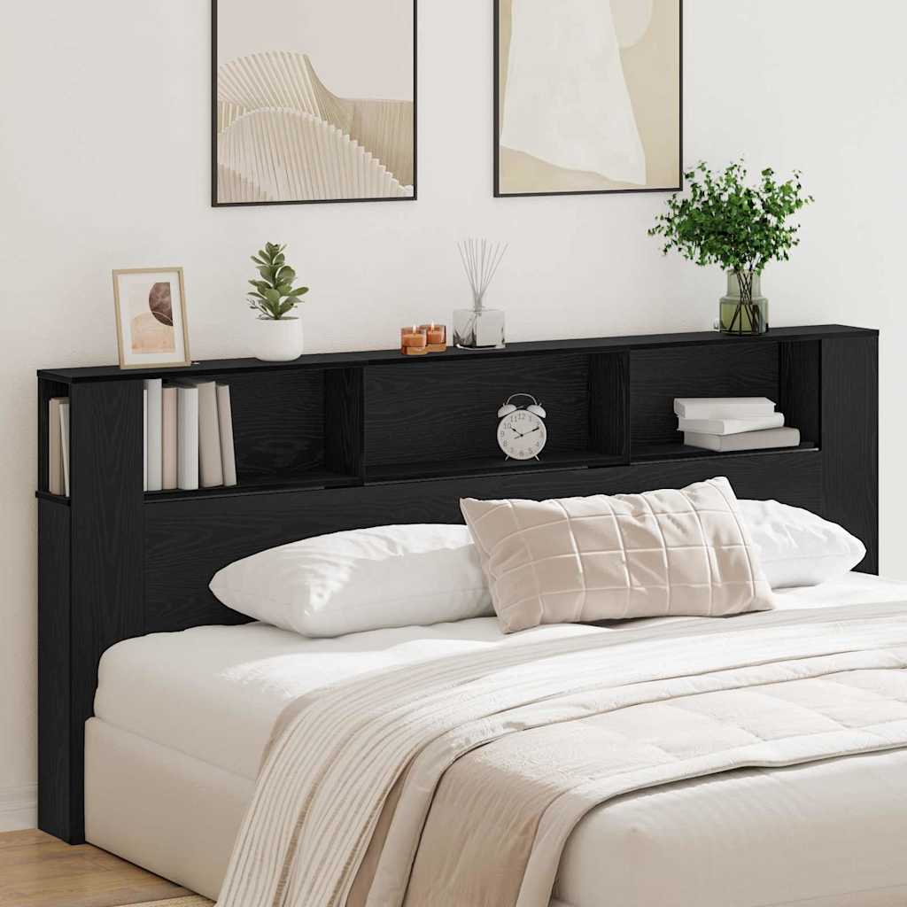 Kopfteil Schrank Schwarz Eichen-Optik 220 x 18,5 x 102,5 cm