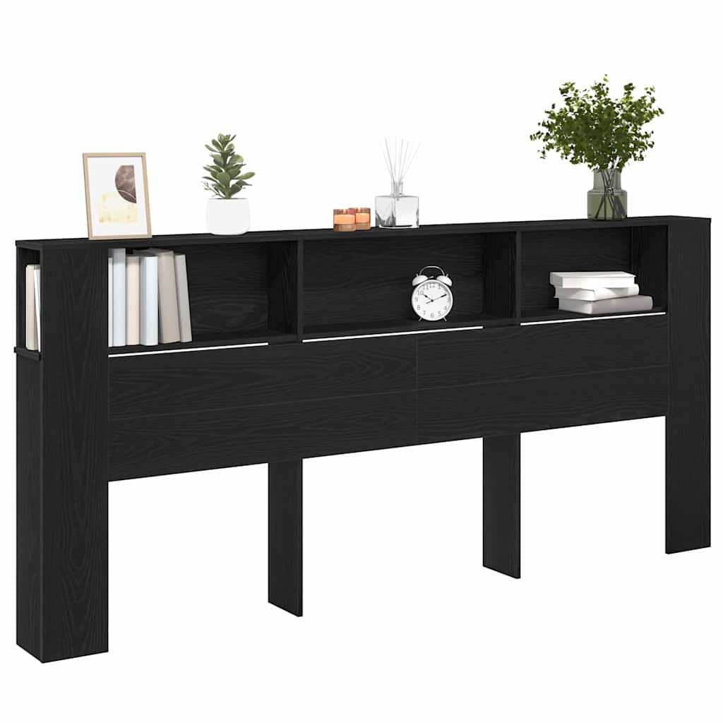 Kopfteil Schrank Schwarz Eichen-Optik 220 x 18,5 x 102,5 cm
