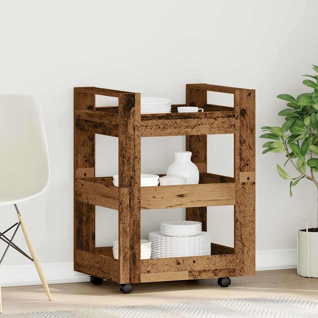 Küchentrolley Eichenholz 60 x 45 x 80 cm Holzwerkstoff
