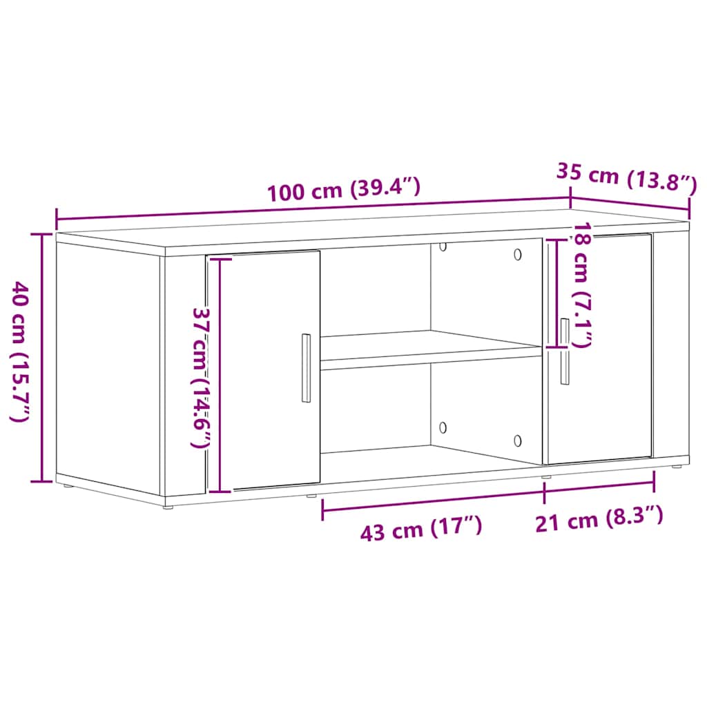 TV-Schränk Altholz 100 x 35 x 40 cm Holzwerkstoff