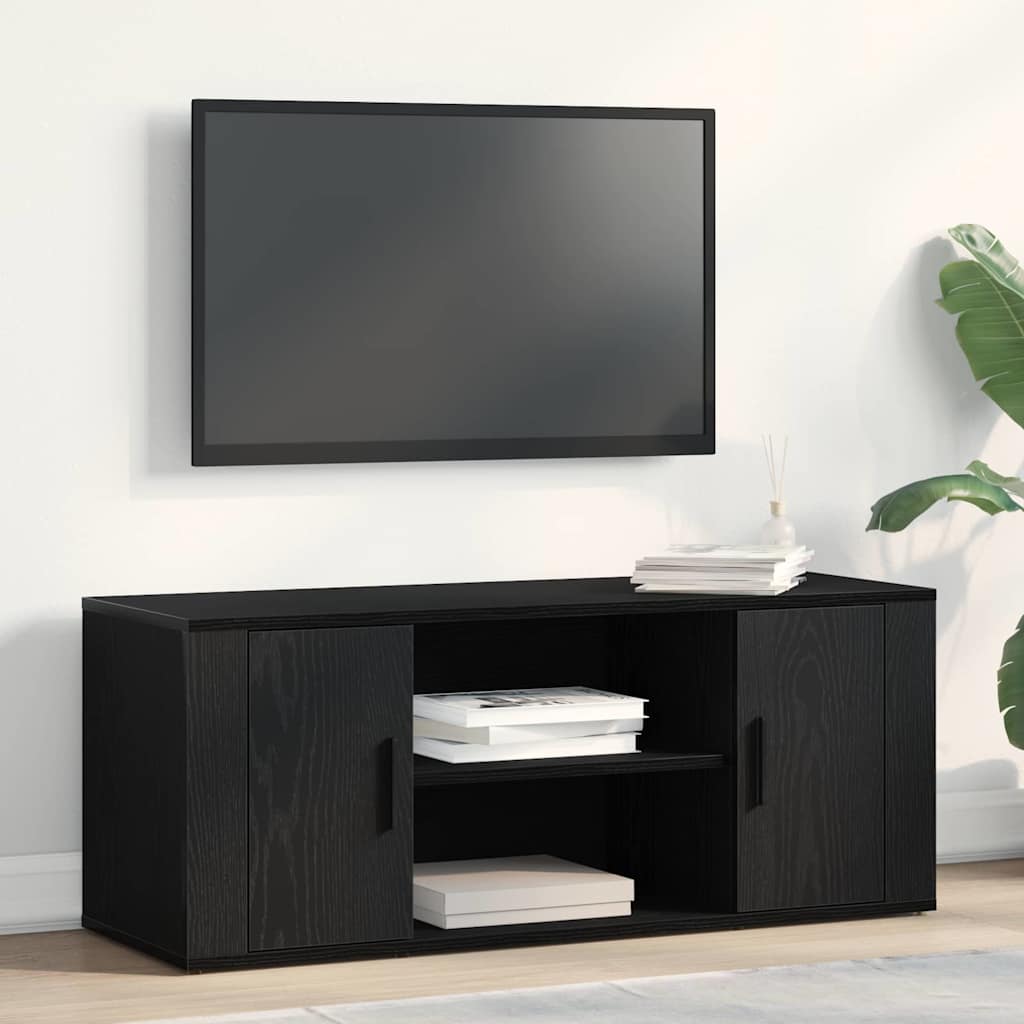 TV-Schränk Schwarz Eichen-Optik 100 x 35 x 40 cm Holzwerkstoff