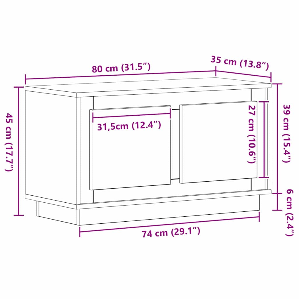 TV-Schränk Schwarz Eichen-Optik 80 x 35 x 45 cm Holzwerkstoff