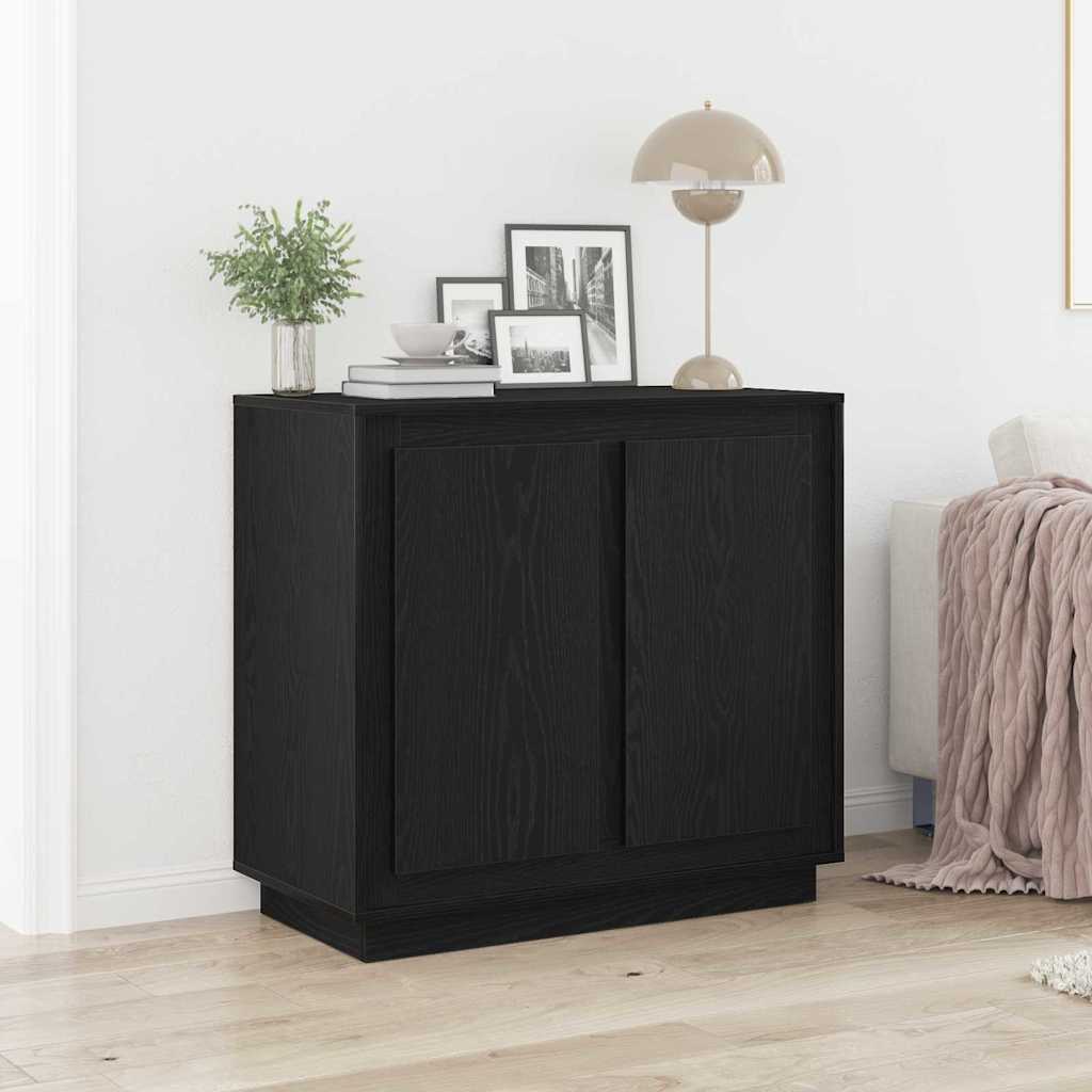Sideboard Schwarz Eichen-Optik 80 x 40 x 75 cm Holzwerkstoff