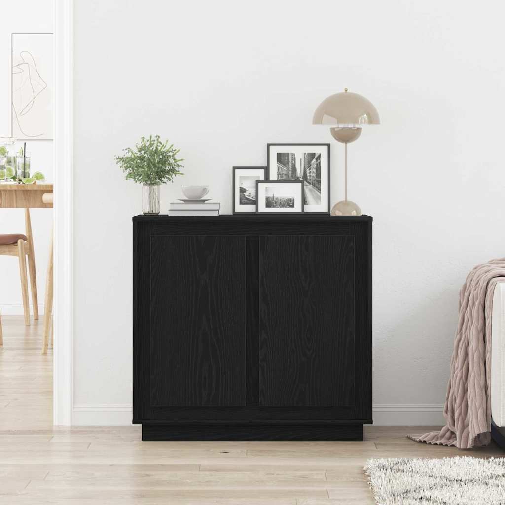 Sideboard Schwarz Eichen-Optik 80 x 40 x 75 cm Holzwerkstoff