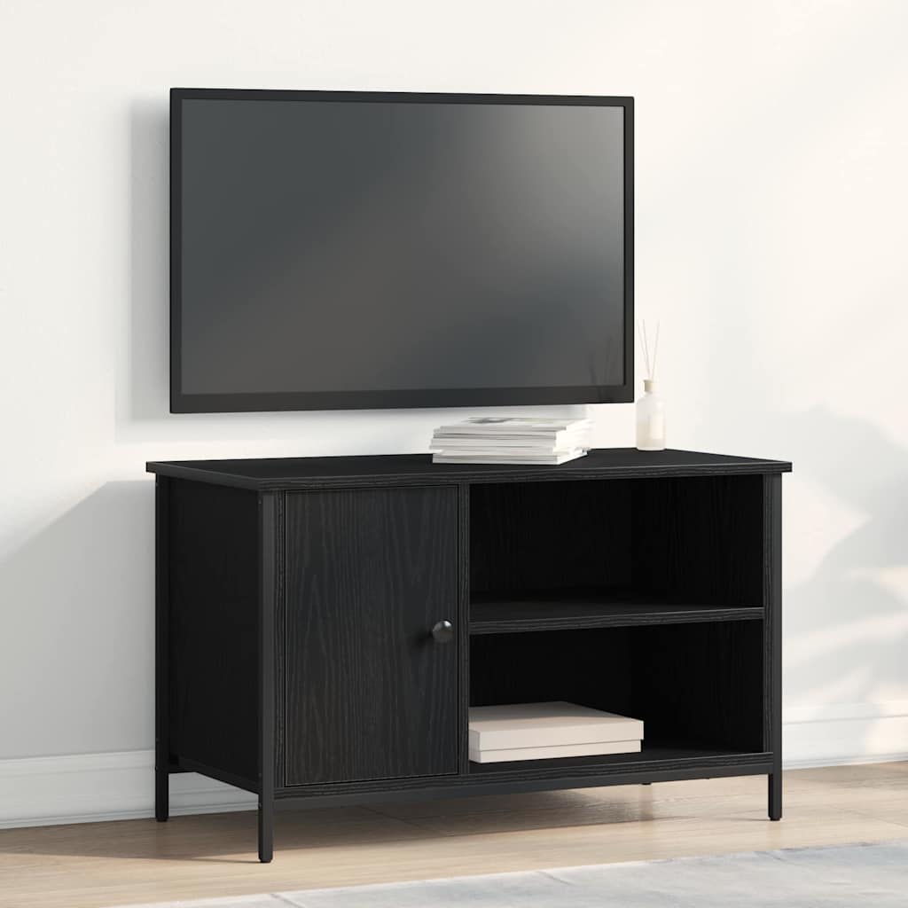 TV-Schränk Schwarz Eichen-Optik 80 x 40 x 50 cm Holzwerkstoff