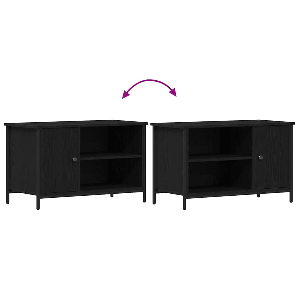 TV-Schränk Schwarz Eichen-Optik 80 x 40 x 50 cm Holzwerkstoff