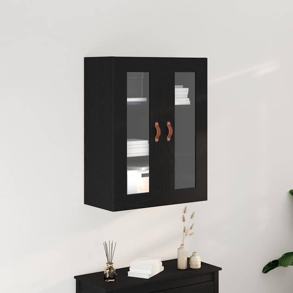 Wandschrank Wandmontiert Schwarz Eichen-Optik 69,5 x 34 x 90 cm