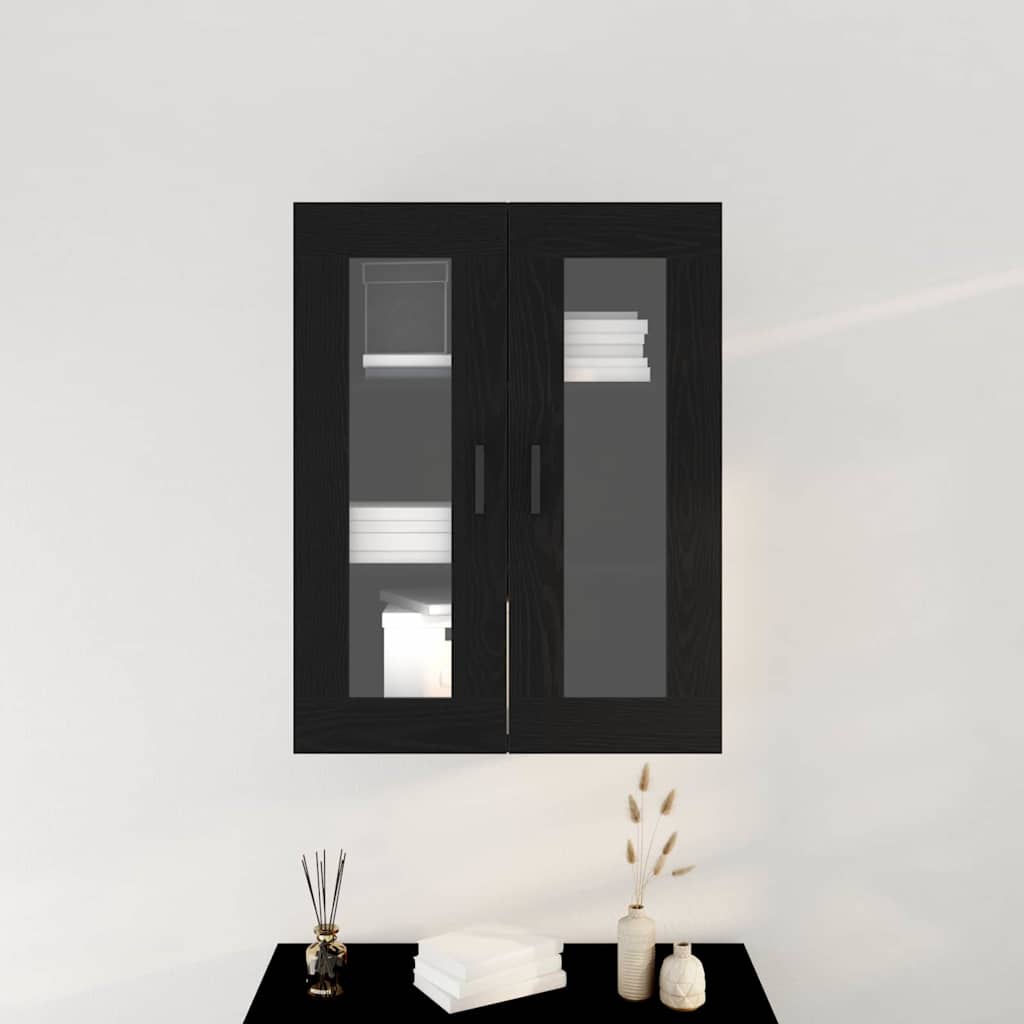 Wandschrank Wandmontiert Schwarz Eichen-Optik 69,5 x 34 x 90 cm