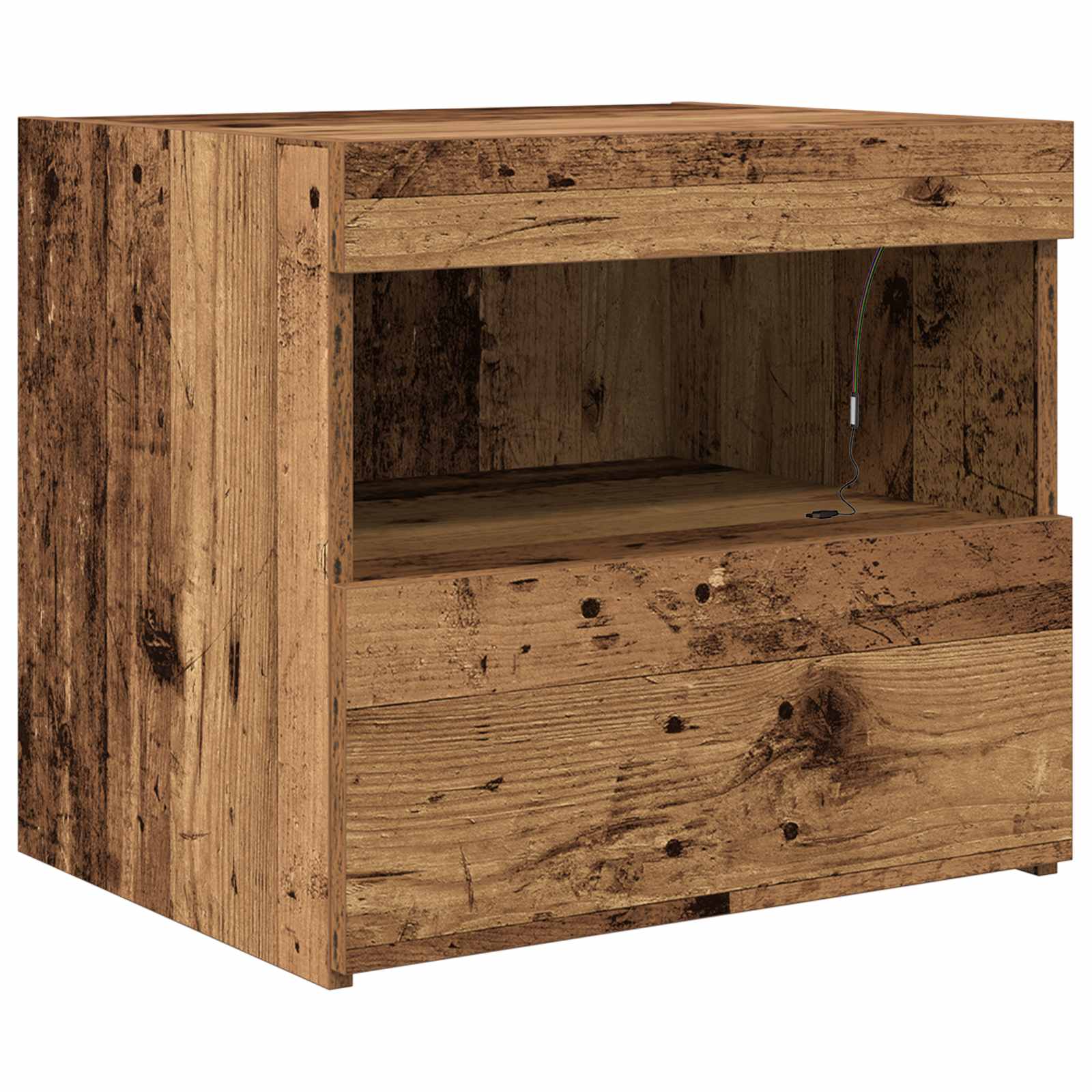 Nachttisch mit Schubladen Altholz 50 x 40 x 45 cm Holzwerkstoff