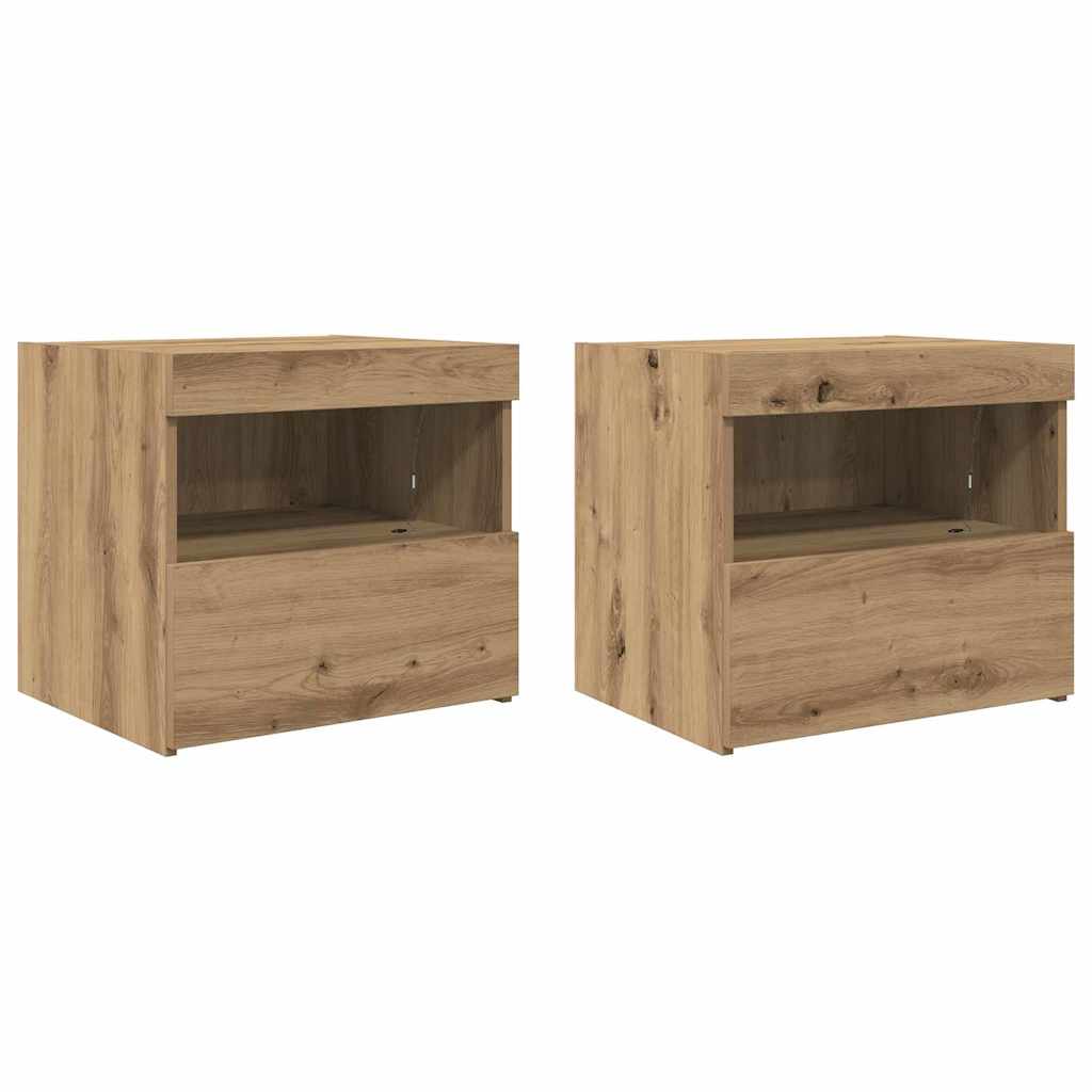 Nachttisch 2 pcs Artisan-Eiche 50 x 40 x 45 cm Holzwerkstoff