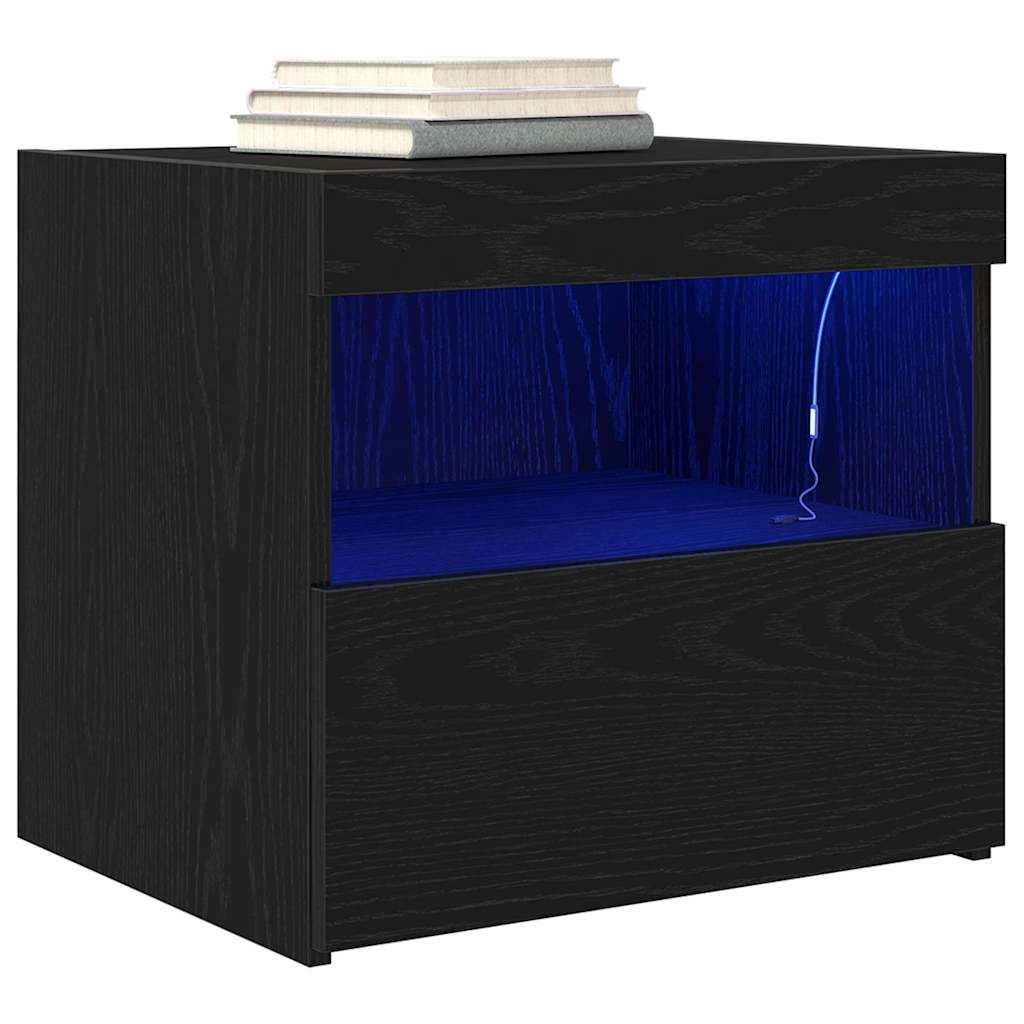Nachttisch Schwarz Eichen-Optik 50 x 40 x 45 cm Holzwerkstoff
