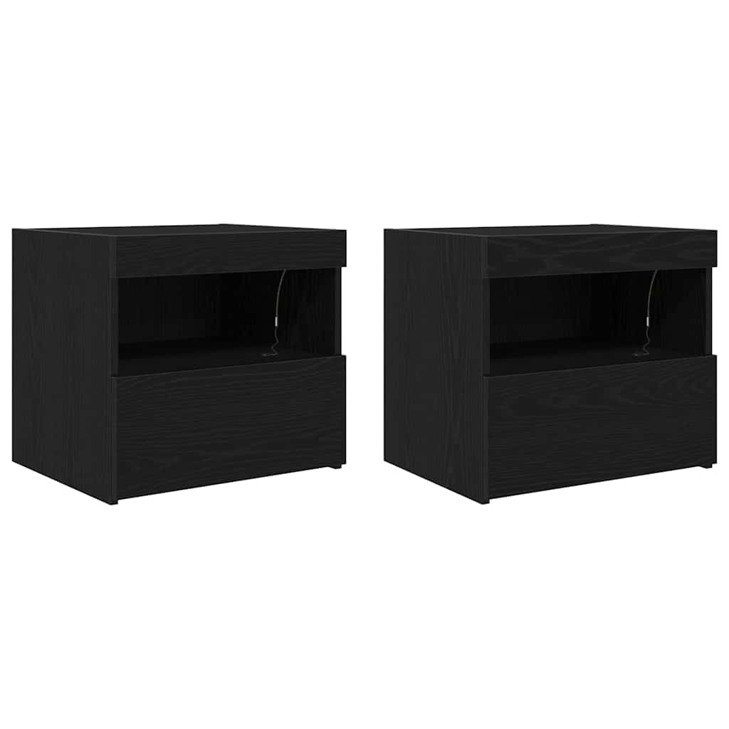 Nachttisch 2 pcs Schwarz Eichen-Optik 50 x 40 x 45 cm