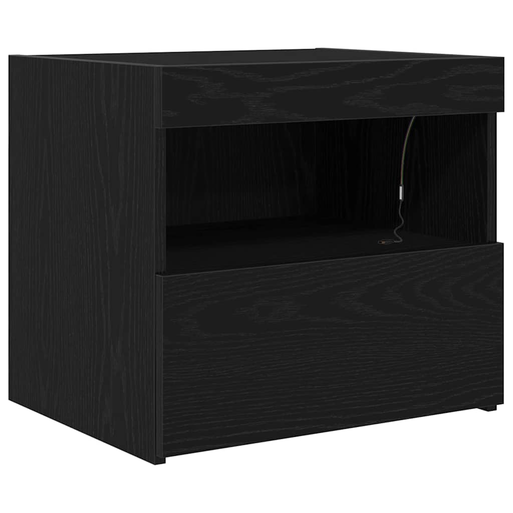 Nachttisch 2 pcs Schwarz Eichen-Optik 50 x 40 x 45 cm