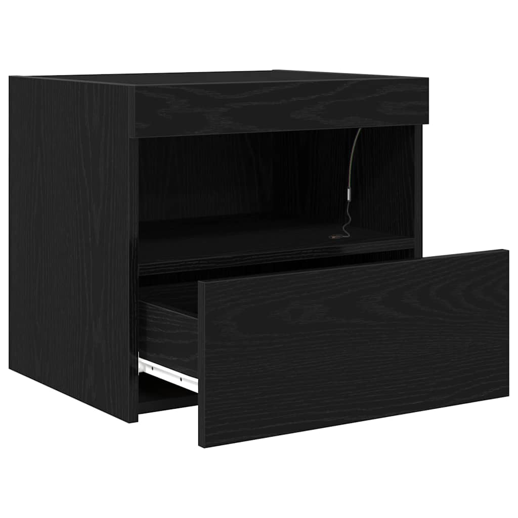 Nachttisch 2 pcs Schwarz Eichen-Optik 50 x 40 x 45 cm