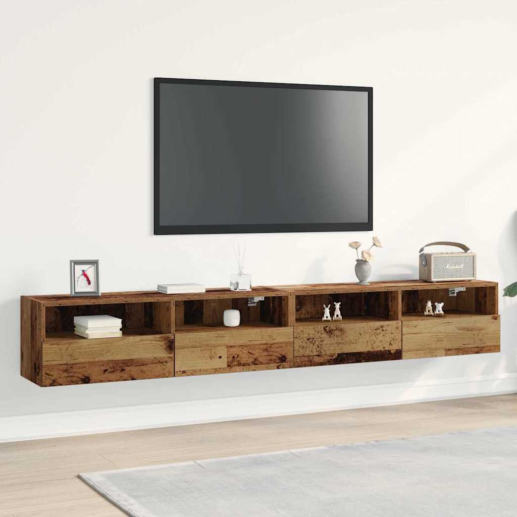 TV-Wandschrank 2 pcs Altholz 100 x 30 x 30 cm Holzwerkstoff