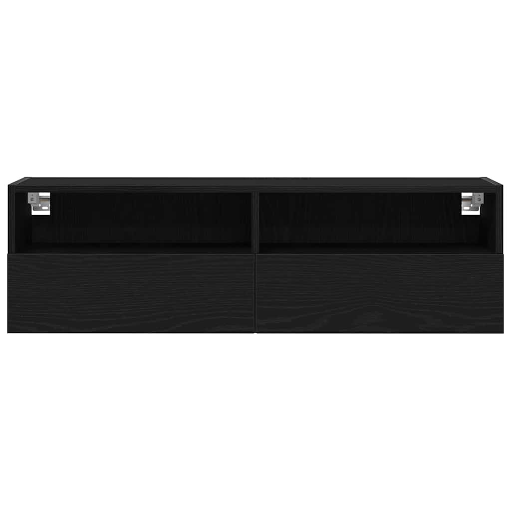 TV-Wandschrank Schwarz Eichen-Optik 100 x 30 x 30 cm