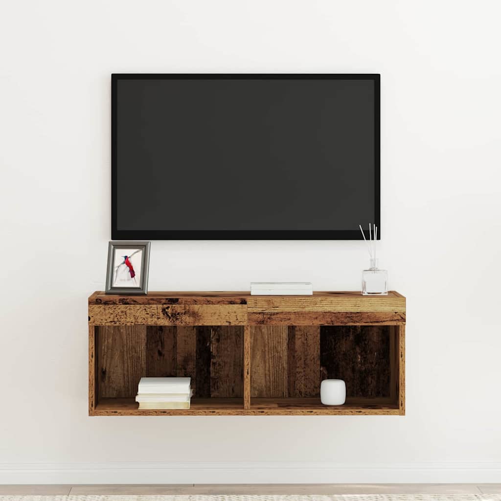 TV-Schrankset mit LED Altholz 80 x 30 x 30 cm Holzwerkstoff