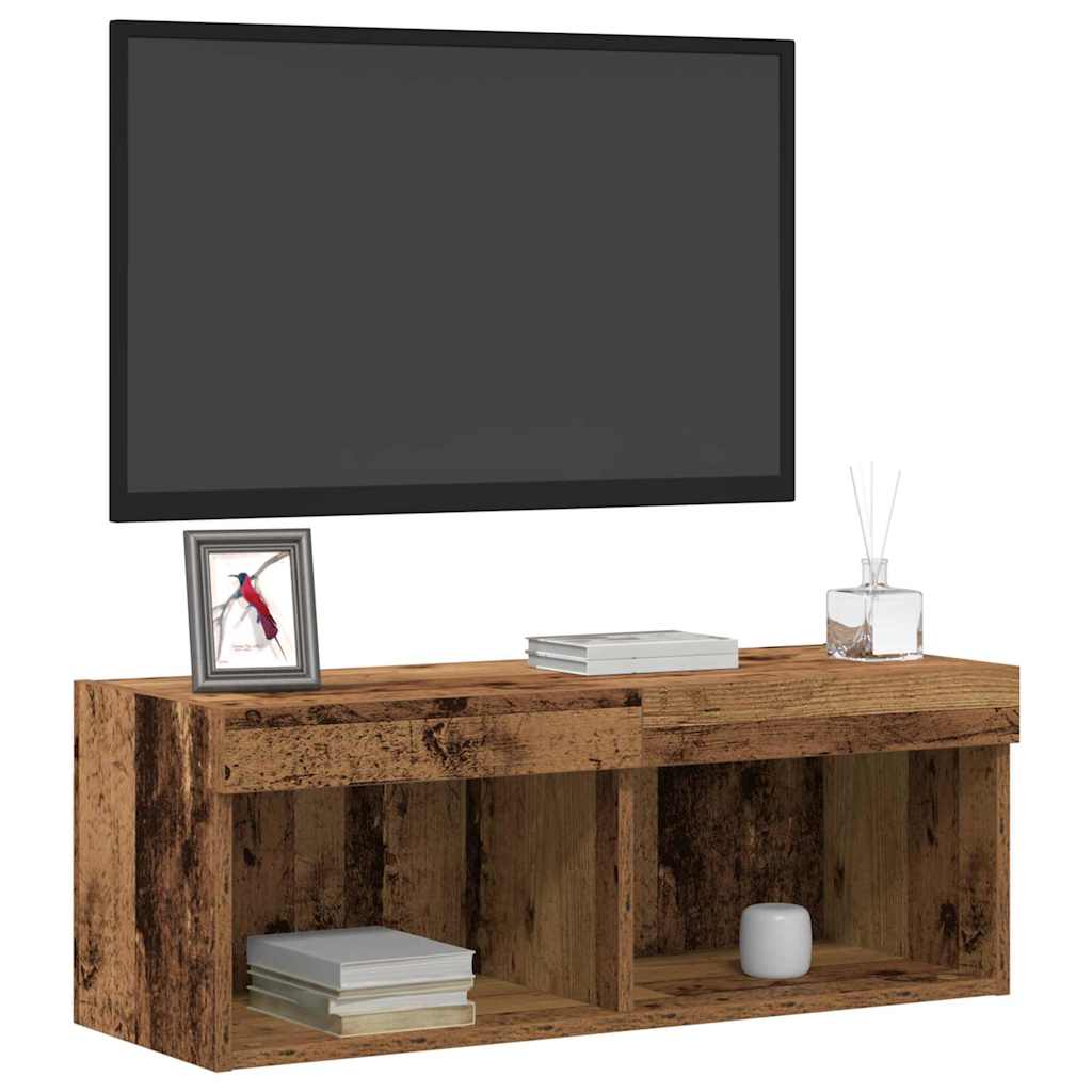TV-Schrankset mit LED Altholz 80 x 30 x 30 cm Holzwerkstoff