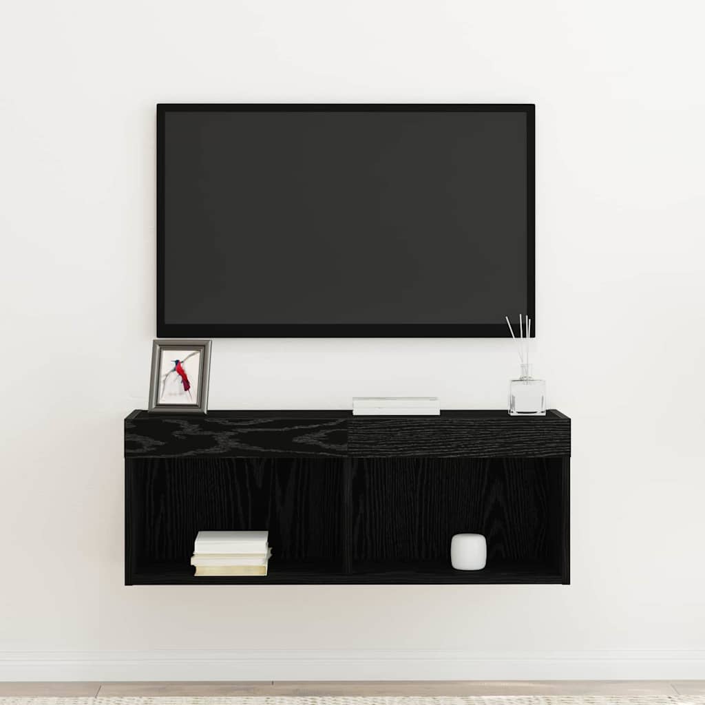 TV-Schrankset mit LED Schwarz Eichen-Optik 80 x 30 x 30 cm