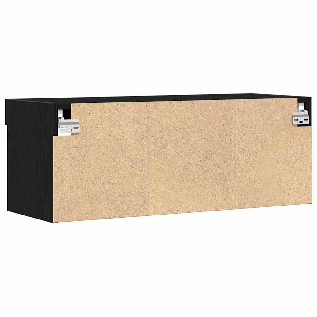 TV-Schrankset mit LED Schwarz Eichen-Optik 80 x 30 x 30 cm