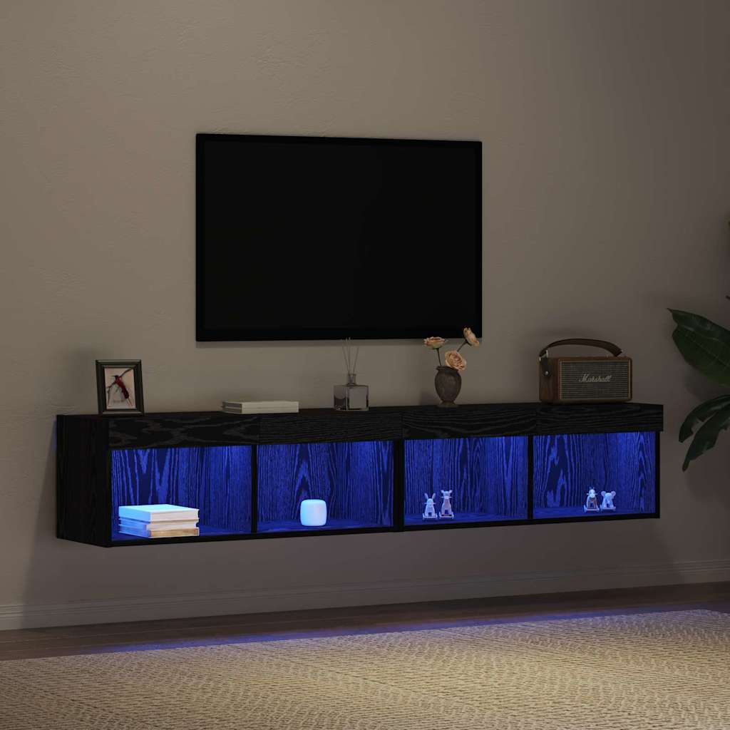TV-Schrankset 2 pcs Schwarz Eichen-Optik 80 x 30 x 30 cm