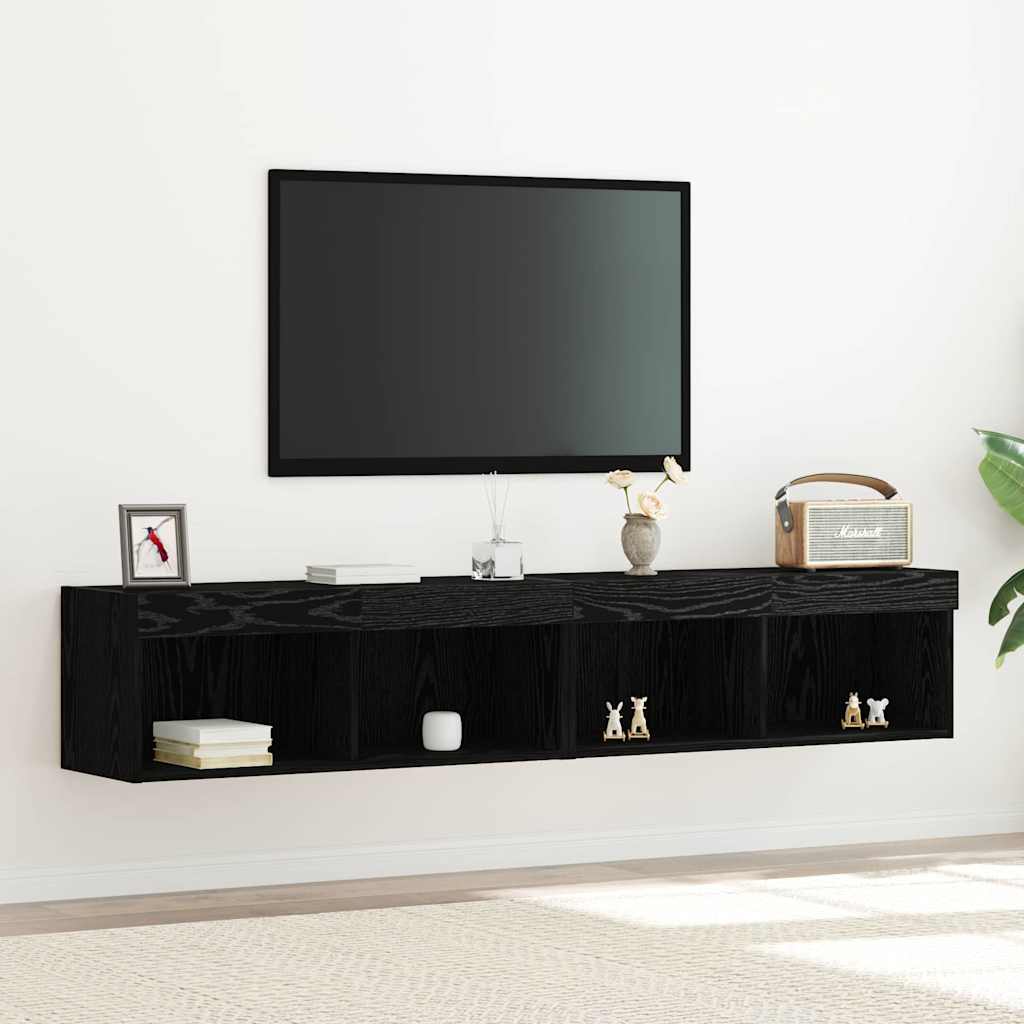 TV-Schrankset 2 pcs Schwarz Eichen-Optik 80 x 30 x 30 cm