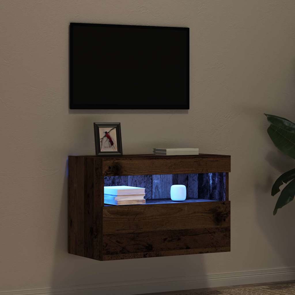 TV-Wandschrank mit LED Altholz 60 x 30 x 40 cm Holzwerkstoff