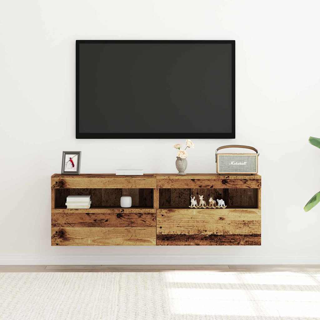 TV-Wandschrank 2 pcs Altholz 60 x 30 x 40 cm Holzwerkstoff