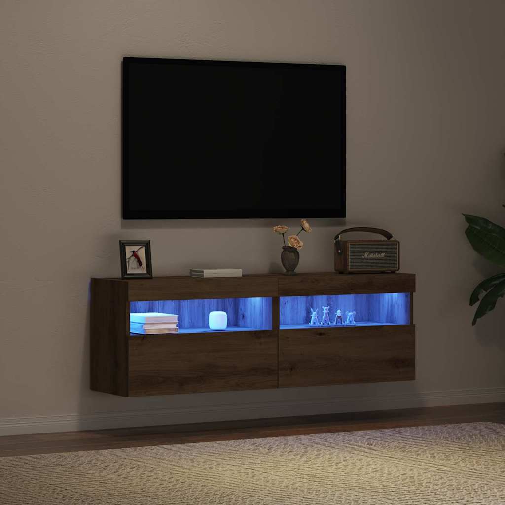 TV-Wandschrank mit LED 2 pcs Artisan-Eiche 60 x 30 x 40 cm