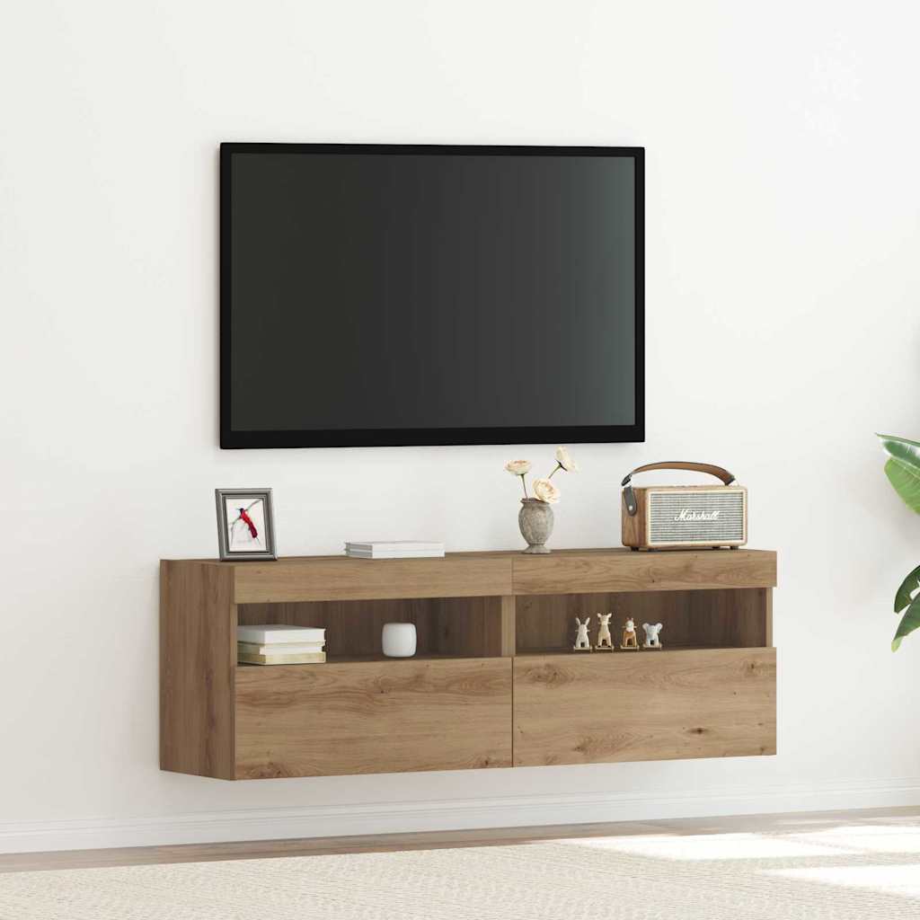 TV-Wandschrank mit LED 2 pcs Artisan-Eiche 60 x 30 x 40 cm
