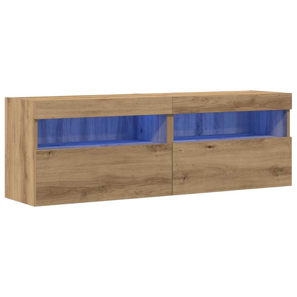TV-Wandschrank mit LED 2 pcs Artisan-Eiche 60 x 30 x 40 cm