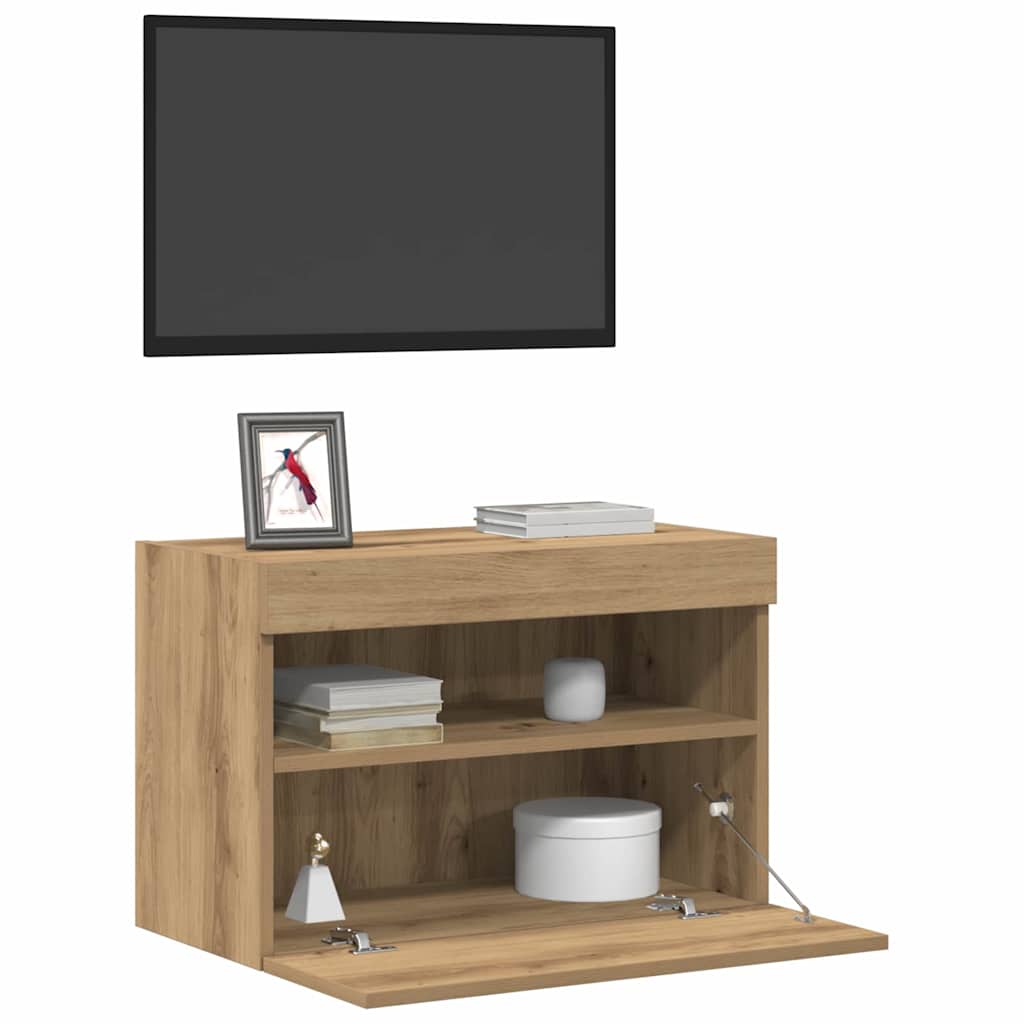 TV-Wandschrank mit LED 2 pcs Artisan-Eiche 60 x 30 x 40 cm