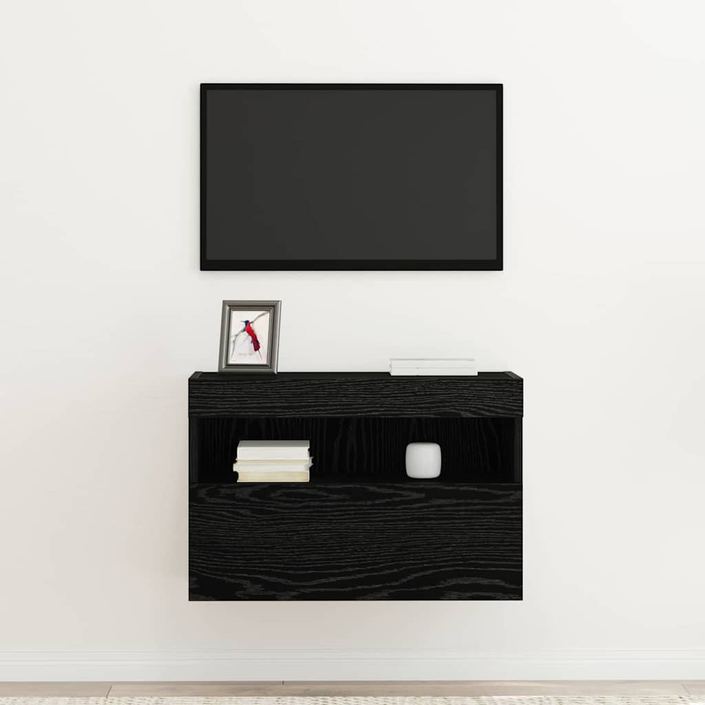 TV-Wandschrank mit LED Schwarz Eichen-Optik 60 x 30 x 40 cm