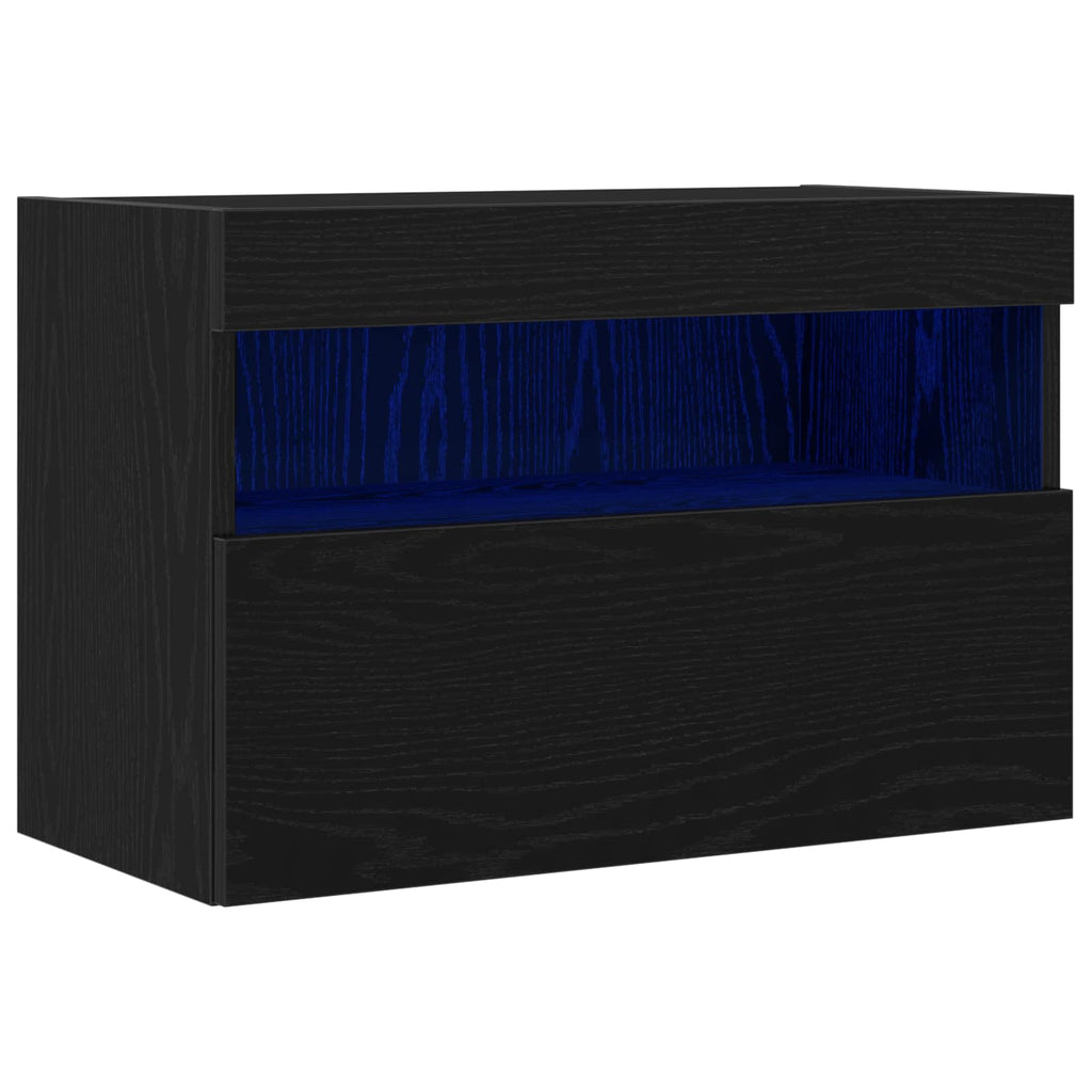 TV-Wandschrank mit LED Schwarz Eichen-Optik 60 x 30 x 40 cm