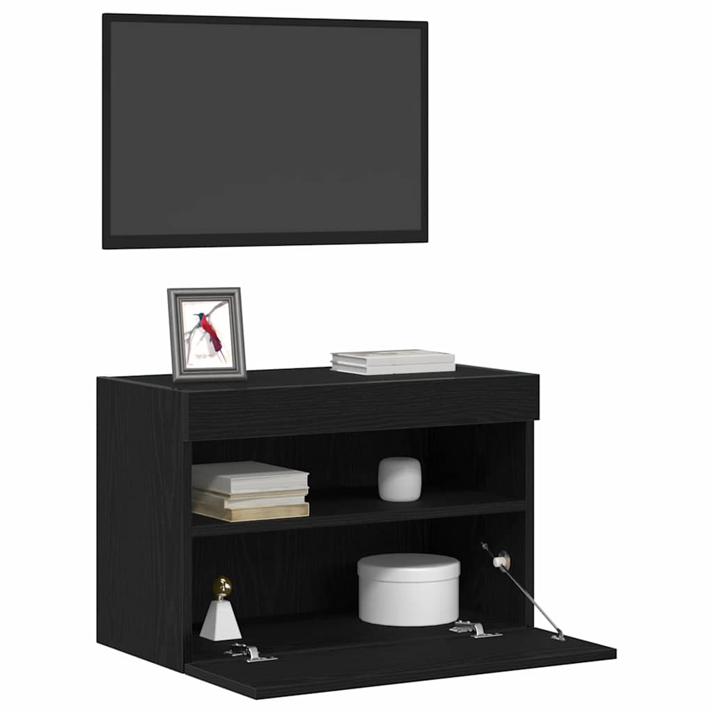 TV-Wandschrank mit LED Schwarz Eichen-Optik 60 x 30 x 40 cm