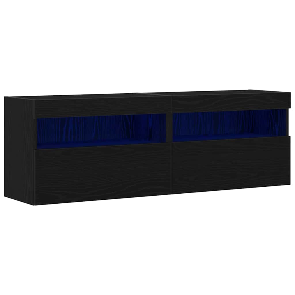 TV-Wandschrank 2 pcs Schwarz Eichen-Optik 60 x 30 x 40 cm