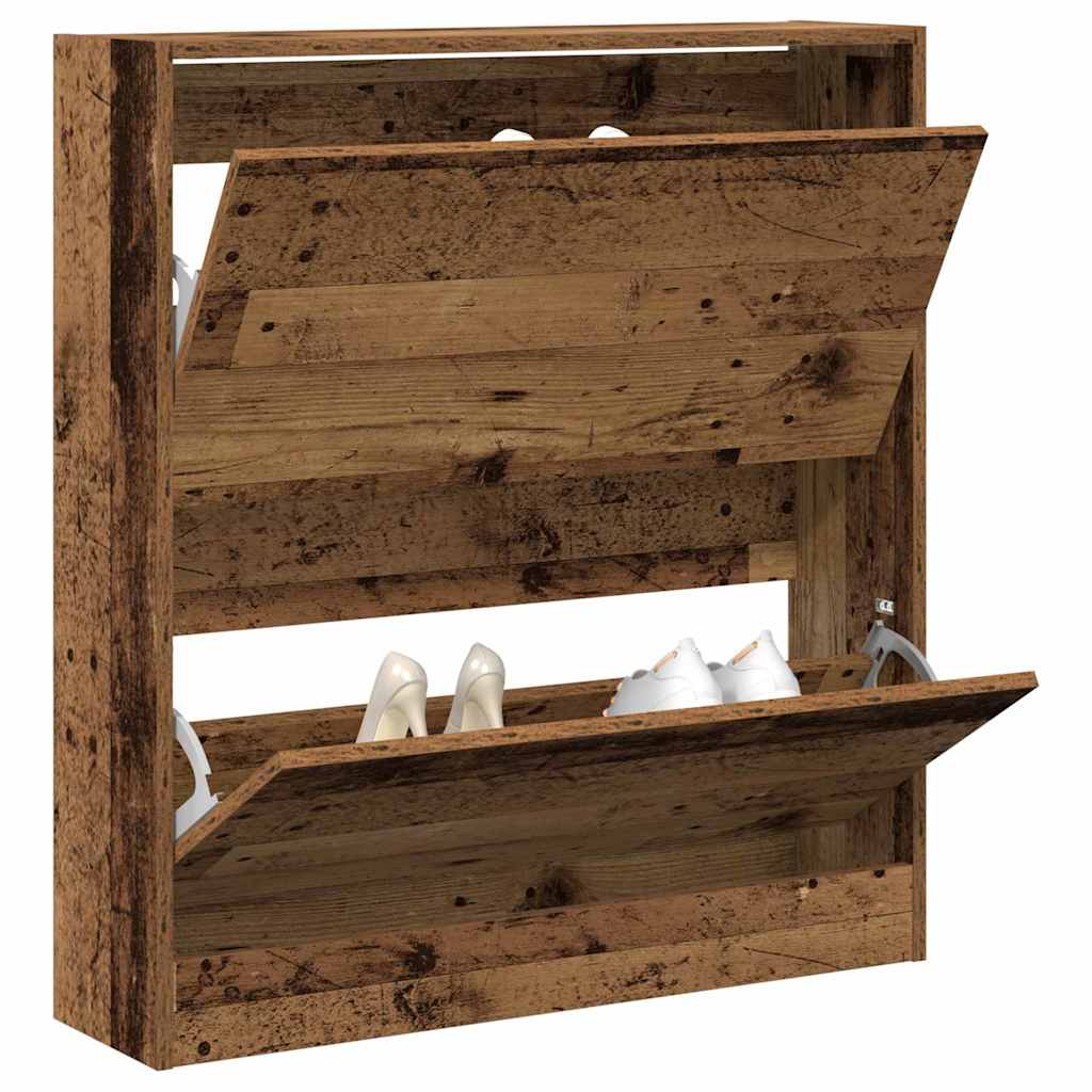 Schuhschrank mit Regal Altholz 80 x 21 x 87,5 cm Holzwerkstoff