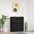 Schuhschrank mit Regal Schwarz Eichen-Optik 80 x 21 x 87,5 cm