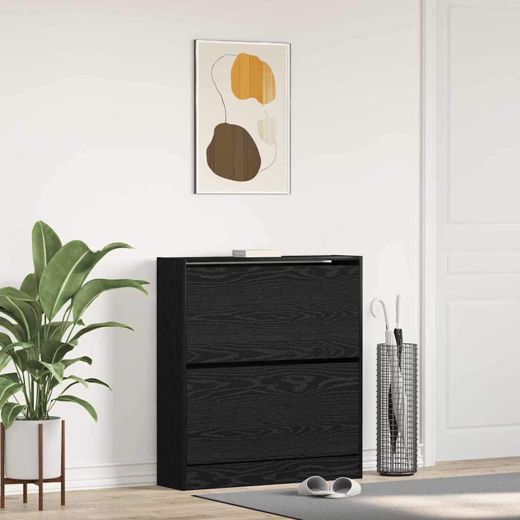 Schuhschrank mit Regal Schwarz Eichen-Optik 80 x 21 x 87,5 cm
