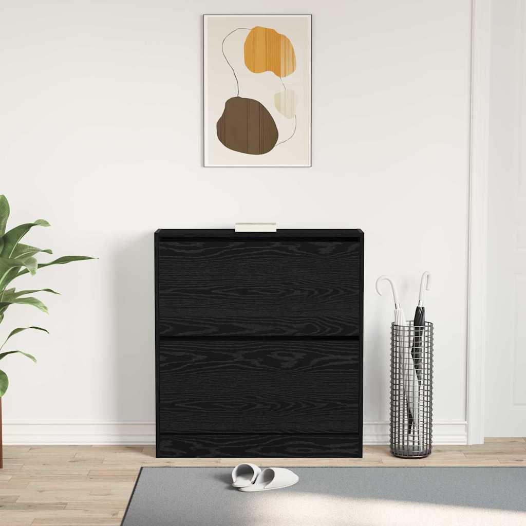 Schuhschrank mit Regal Schwarz Eichen-Optik 80 x 21 x 87,5 cm