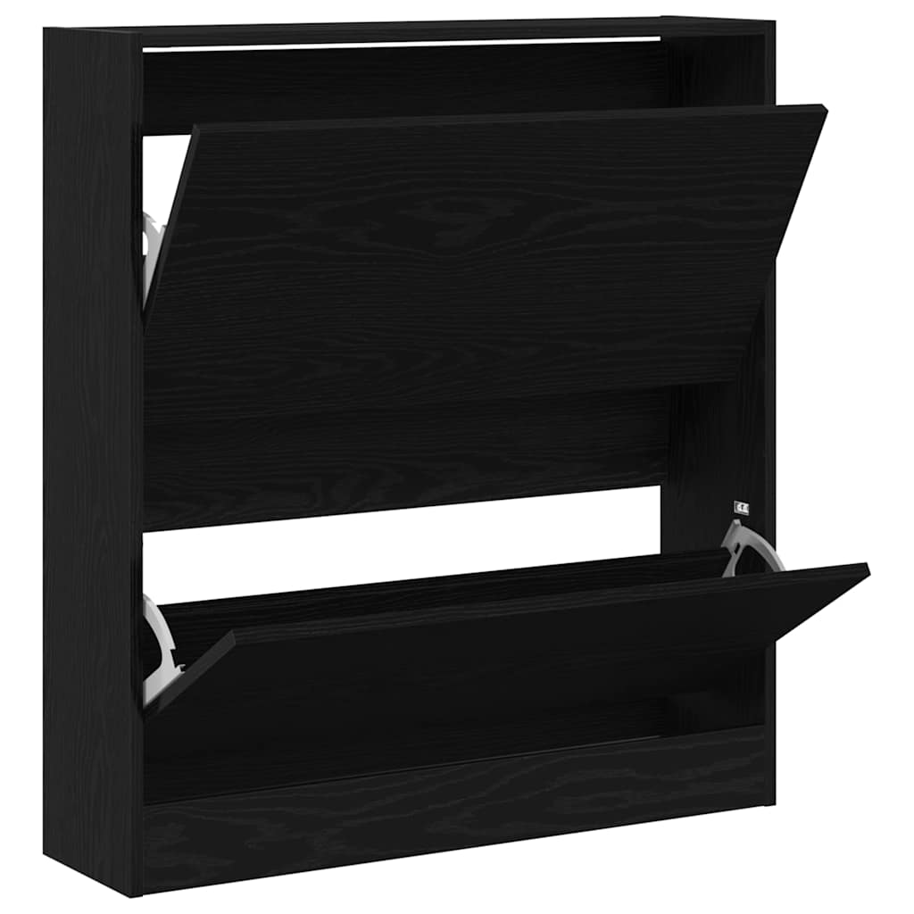 Schuhschrank mit Regal Schwarz Eichen-Optik 80 x 21 x 87,5 cm
