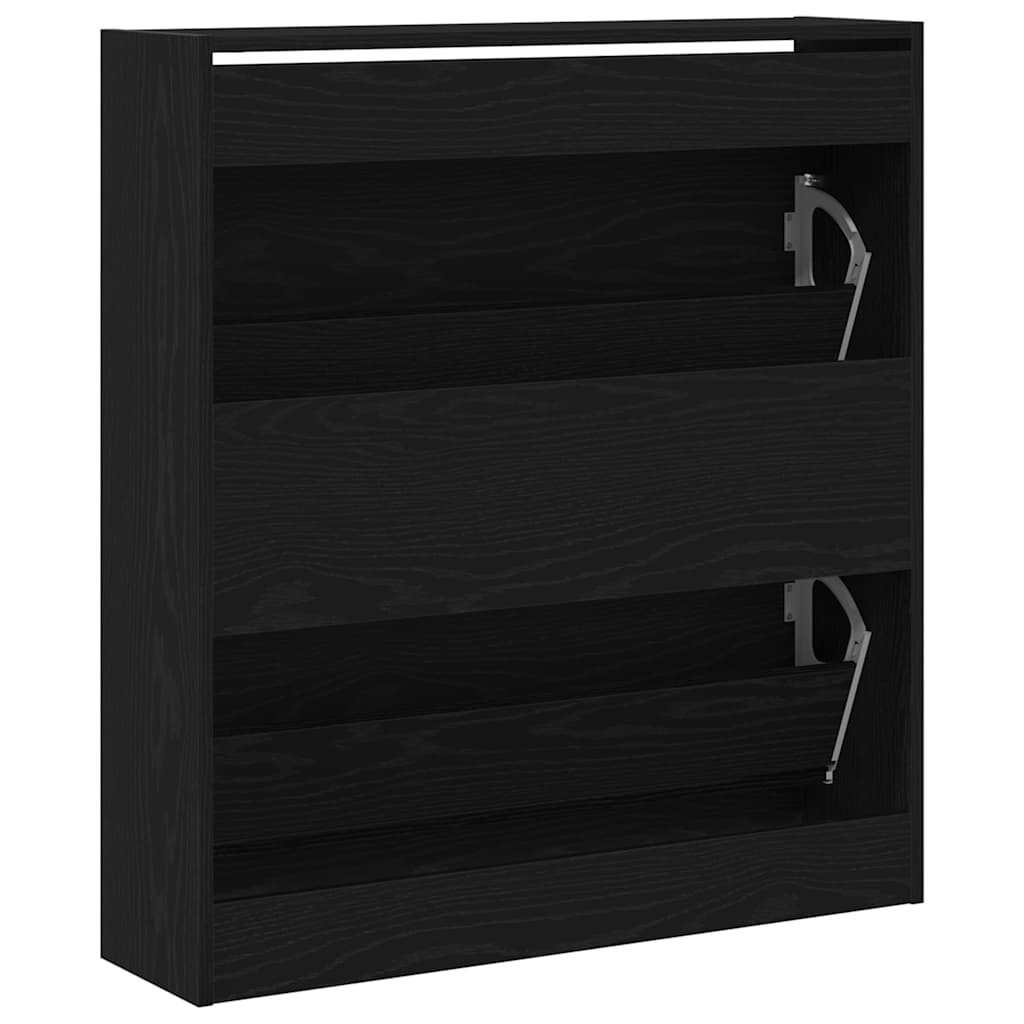 Schuhschrank mit Regal Schwarz Eichen-Optik 80 x 21 x 87,5 cm