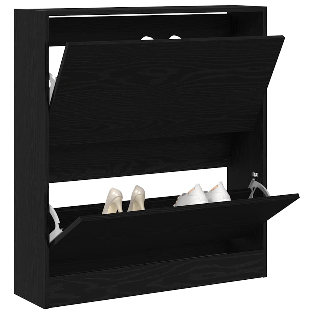 Schuhschrank mit Regal Schwarz Eichen-Optik 80 x 21 x 87,5 cm