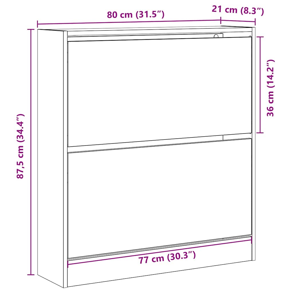 Schuhschrank mit Regal Schwarz Eichen-Optik 80 x 21 x 87,5 cm