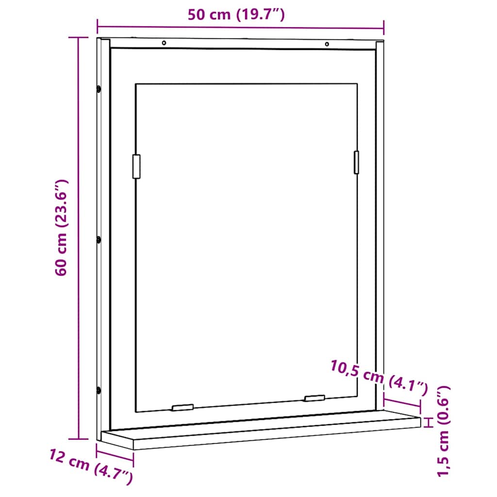 Spiegel Artisan-Eiche 50 x 12 x 60 cm Glas und engineered Holz