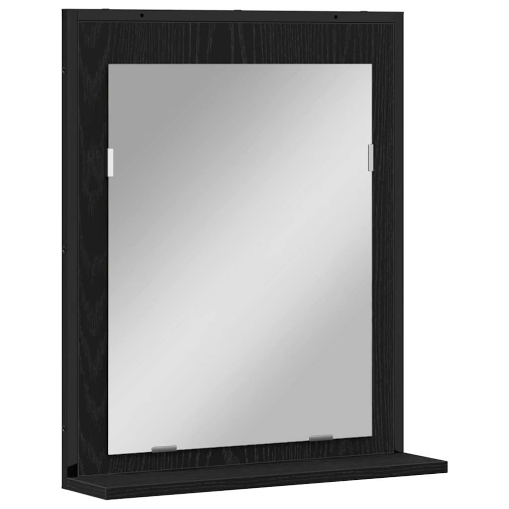 Spiegel mit Regal Schwarz Eichen-Optik 50 x 12 x 60 cm